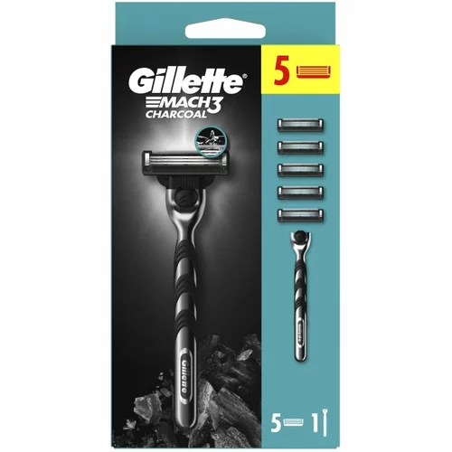 Gillette Mach3 charcoal brijač + 5 zamjenskih britvica
