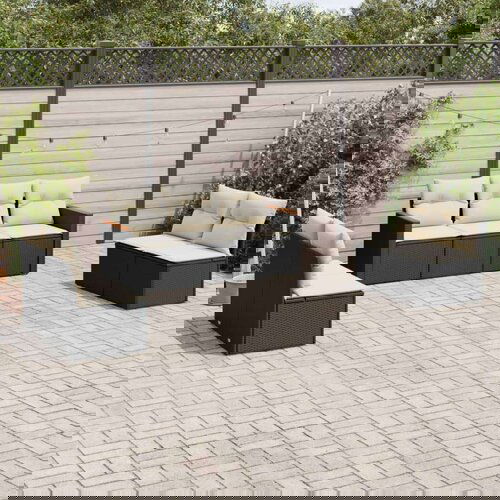  7-dijelni set vrtnih sofa od poliratana s jastucima crni Cijene