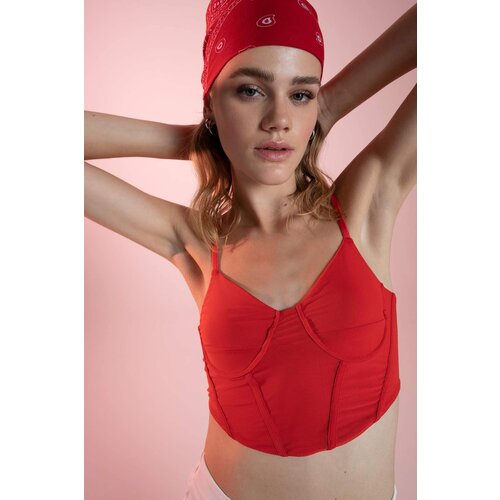 Defacto Fitted Heart Collar Mesh Singlet Slike