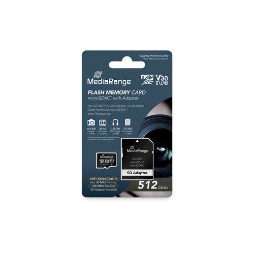 Mediarange Germany MICRO SDXC 512GB MEMORIJSKA KARTICA, Adapter, UHS-I/U3, 512GB , MR947 8 Slike