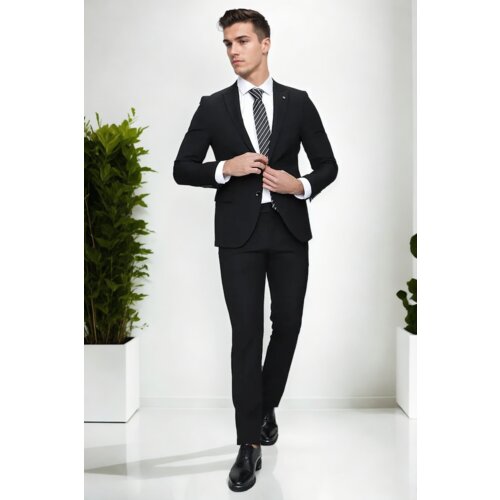 Dewberry 76373 Mens Black 6 Drop Suit Set - Blazer-Trousers-BLACK Cijene