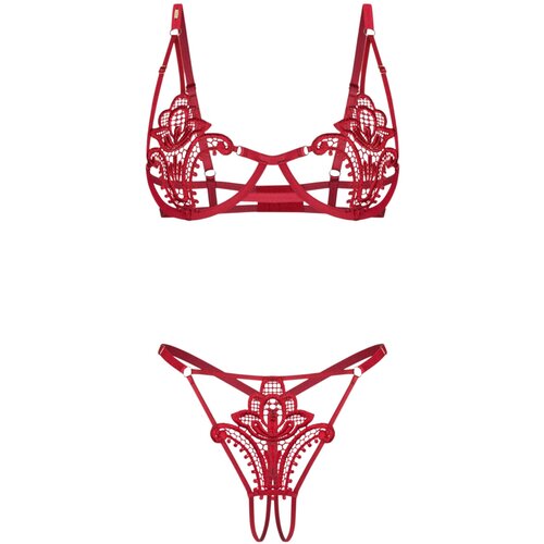 Obsessive Luise - dvodijelni komplet donjeg rublja s tulipanima (crveni) - L/XL Slike