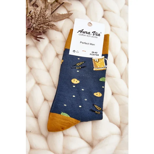 Kesi Men's Beer Pattern Socks in Navy Blue