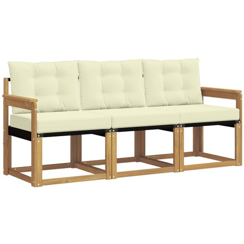 vidaXL Zunanja garnitura za sedenje z blazino 3 pcs Bela in krem, (5000282493) Cene