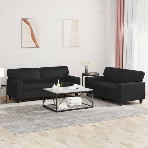  2-dijelni set sofa crni od umjetne kože Cijene