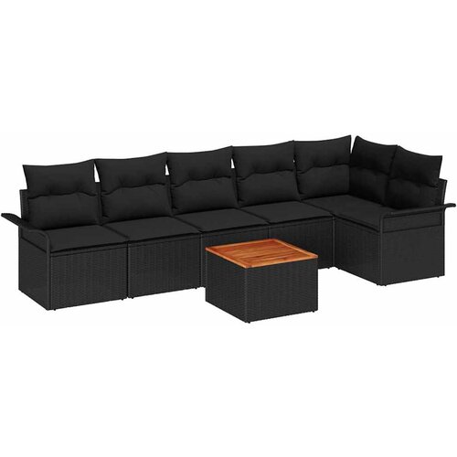 vidaXL Vrtna sedežna garnitura z blazino s shranjevanjem 7 pcs Črna, (5000134740) Cene