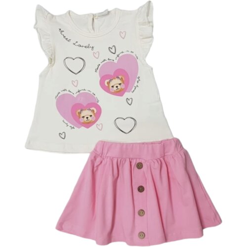 HAJDI BABY Komplet za bebe, Majica i suknjica, Belo-roze Slike