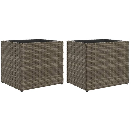 vidaXL vrtna korita 2 kosa siva 36x30x32 cm poli ratan, (21317251) Cene