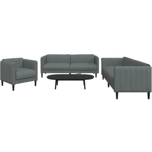  3-dijelni set sofa tamnosivi od tkanine