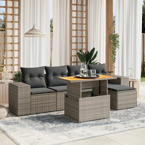 vidaXL 6-dijelni set vrtnih sofa od poliratana s jastucima sivi Cijene
