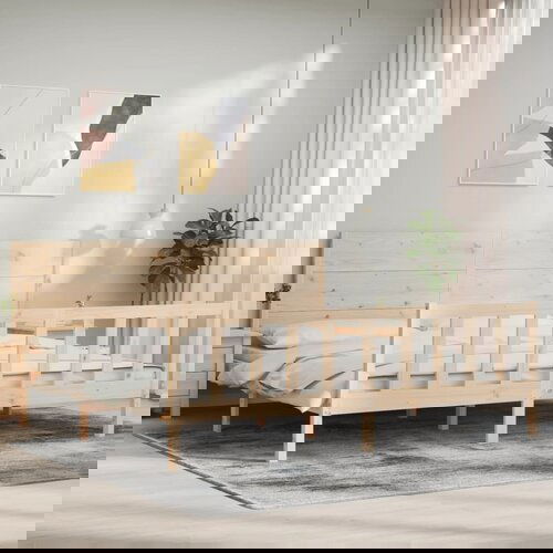 VidaXL Okvir kreveta s uzglavljem 200 x 200 cm od masivnog drva Slike