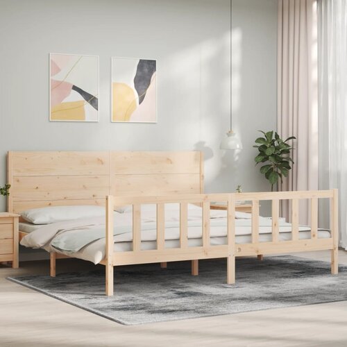 vidaXL Posteljni okvir z vzglavjem 200x200 cm trden les Cene