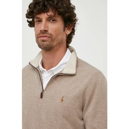 Polo Ralph Lauren Bombažen pulover rjava barva