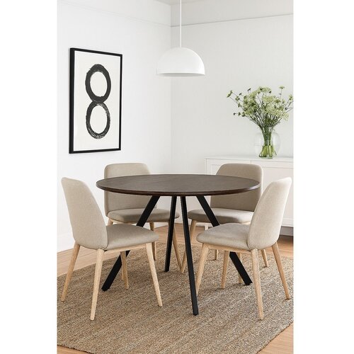 Bonami Essentials Okrogla jedilna miza v orehovem dekorju &amp;oslash; 120 cm Rivo &amp;ndash; Slike