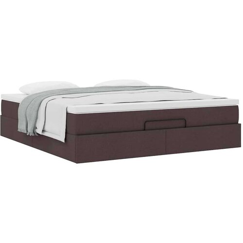 VidaXL Otomanski krevet s madracem tamnosmeđi 160x200cm od tkanine Slike