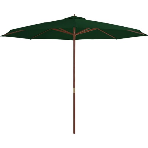 vidaXL Zunanji senčnik z lesenim drogom 350 cm zelen Cene
