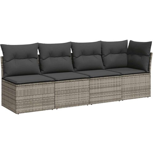  8-dijelni set vrtnih sofa od poliratana s jastucima sivi Slike
