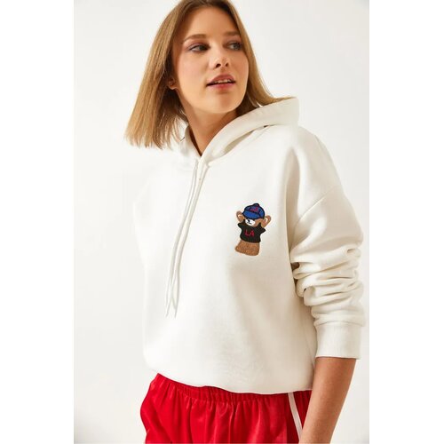 Bianco Lucci ženski duks sa kapuljačom 60351294, beli Slike