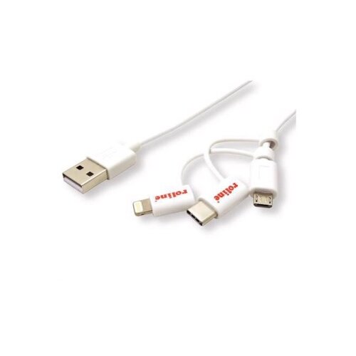 Secomp Roline USB 2.0 Charge & Sync A micro B + 8 pin + C m/m 1.0m ( 5366 ) Cene