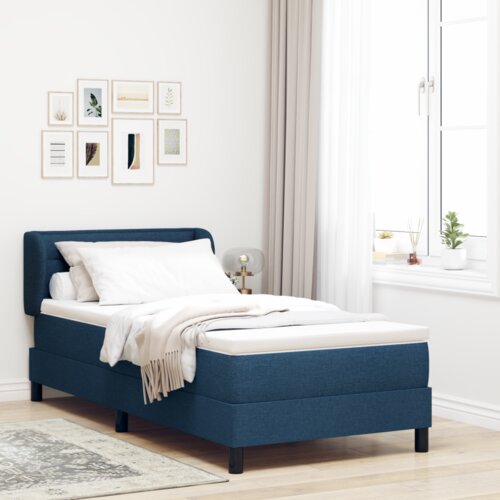 Box Spring Krevet s Madracem Plava 90x190 cm Tkanina Cijene