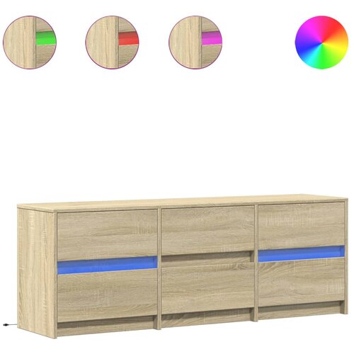Maison Chic TV omarica - TV stojalo - Televizijska omarica z LED sonoma hrast 140x34x50 cm inženirski les, (21700515) Slike