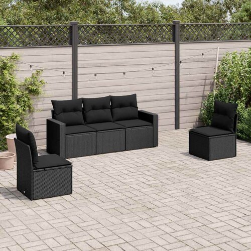  5-dijelna vrtna garnitura od poliratana s jastucima crna 66 x 62 x 69 cm Cene