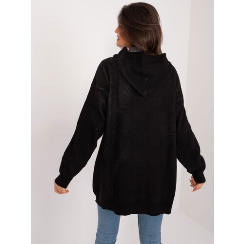 Fashion Hunters Black women's oversize sweater with front pocket Cene