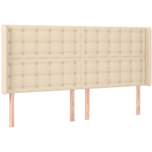  LED uzglavlje krem 203 x 16 x 118/128 cm od tkanine Slike