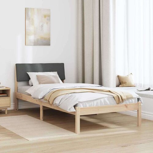 VidaXL Okvir kreveta smeđe i tamnosivo 90 x 200 cm Masivna borovina Slike