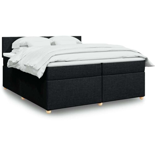 VidaXL Krevet s oprugama i madracem crni 200x200 cm od tkanine Slike