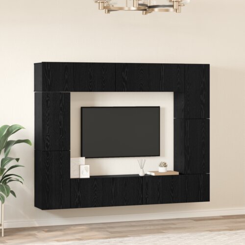 vidaXL Set TV komoda s policom s pohranom s vratima 8 pcs Crni hrast 80 x 30 x 30.5 cm Cijene