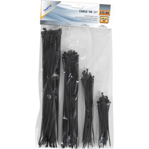 Home Plastične vezice, set, 120 kom., crna &amp;ndash; CTS BK Slike
