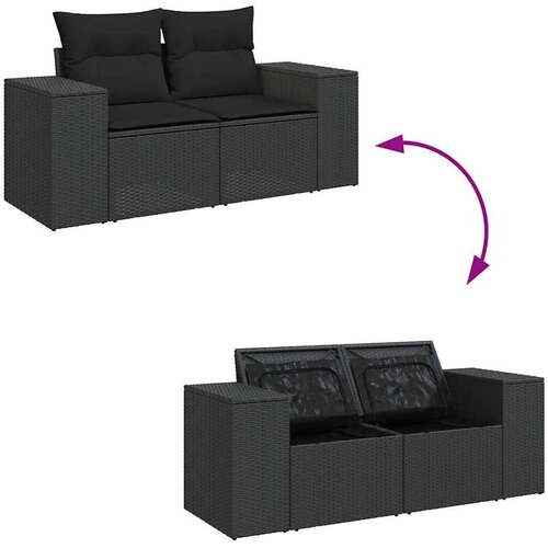 VidaXL 9-dijelni set vrtnih sofa s jastucima crni od poliratana Slike