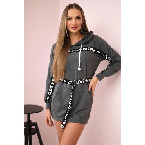 Kesi Dress decorated with a graphite slogan tape Cene