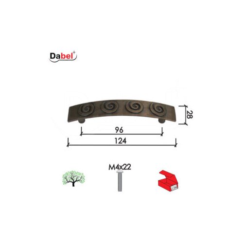 Dabel ručica za nameštaj C46 Crna 96/124/28mm M4x22mm Q 0205046 Slike