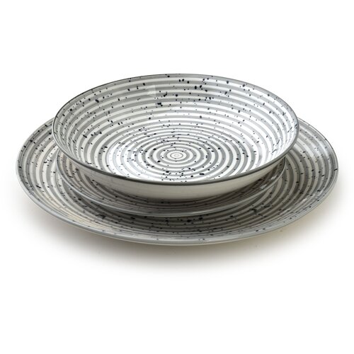 Mondex Jedilni servis porcelan Stripes Grey 27x19x20cm sivo 18delni set, (5000301944) Slike