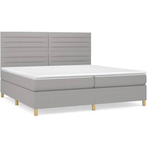 VidaXL Box spring postelja z vzmetnico svetlo siva 200x200 cm blago, (20851609) Slike