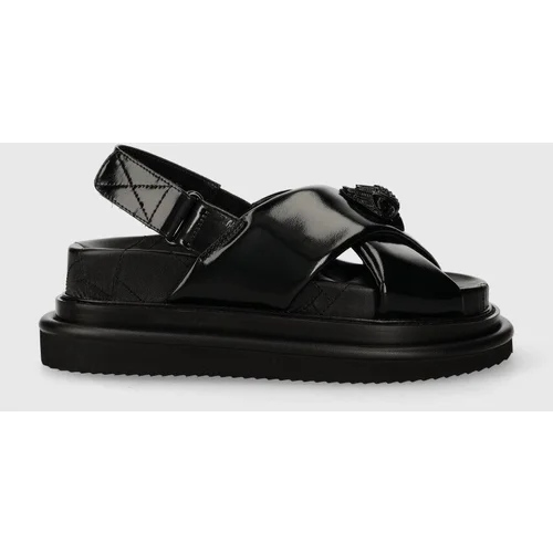 Kurt Geiger London Usnjeni sandali Orson Cross Strap Sandal ženski, črna barva, 2028900309