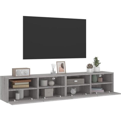  Zidni TV ormarići 2 kom siva boja hrasta 80 x 30 x 30 cm drveni Slike