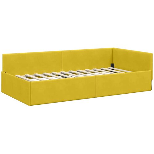  Kutni okvir kreveta s uzglavljem Žuta 90 cm x 190 cm Bar&amp;scaron;un Slike