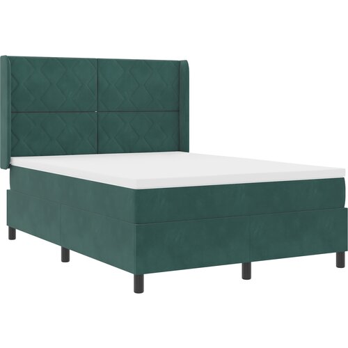 VidaXL Box Spring Postelja z Blazino Temno Zeleno 140x190 cm Žamet, (22050843) Slike