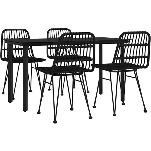  5-dijelni vrtni blagovaonski set od poliratana crni Crna Dužina stola 140 cm Slike