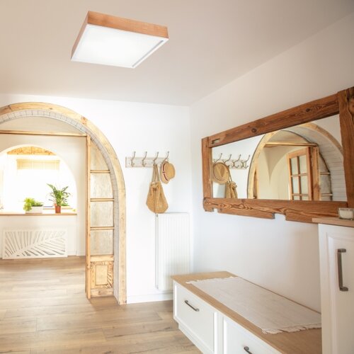  stropna svetiljka oak square 4xE27/15W/230V 48x48 cm hrast/bela Slike