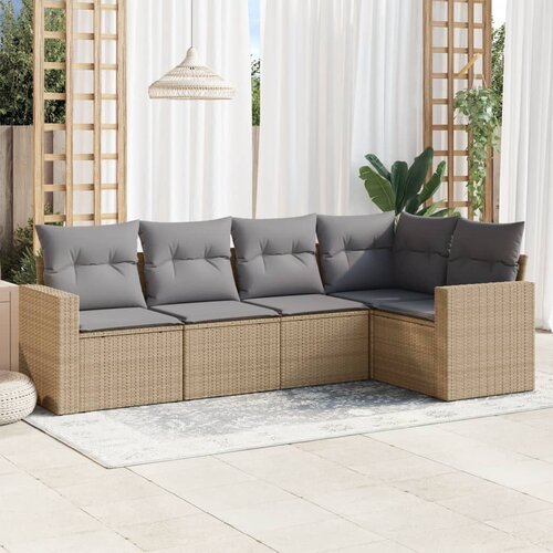  5-dijelni set vrtnih sofa s jastucima bež od poliratana Cene