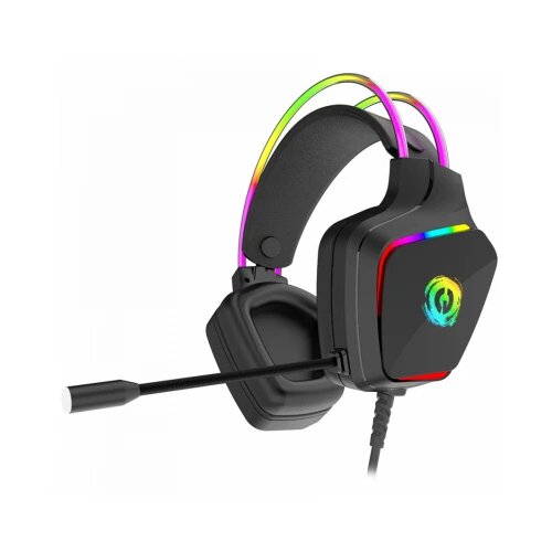 Canyon Darkless GH-9A, RGB gaming headset with Microphone, Microphone frequency response: 20HZ~20KHZ, ABS+ PU leather, USB*1*3.5MM jack plug, 2.0M PVC cable, weight:280g, black Slike