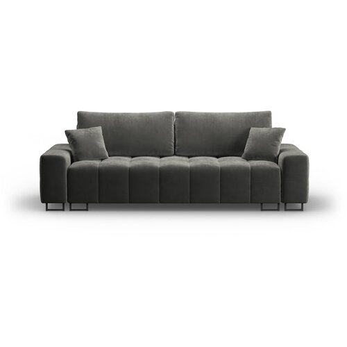 Cosmopolitan Design Siva žametna raztegljiva sedežna garnitura s prostorom za shranjevanje 250 cm Wicklow – Cene