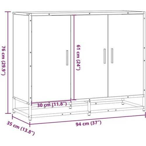 VidaXL Komoda smeđi hrast 94x35x76 cm izrađeno drvo Slike