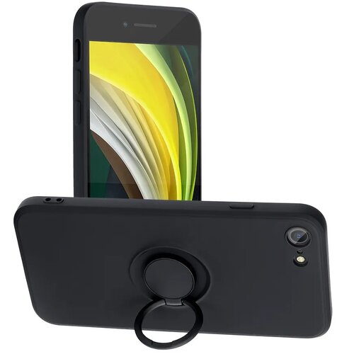  Gumijasti / gel etui Silicone Ring za Apple iPhone 7 / 8 / SE (2020) (4.7&amp;quot;) - črni Slike