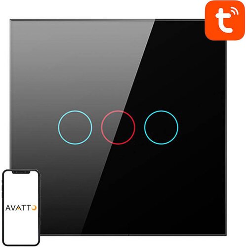 Avatto LZTS02-EU-B3 3 Way ZigBee pametni prekidač , bez nule, TUYA, crna Cijene
