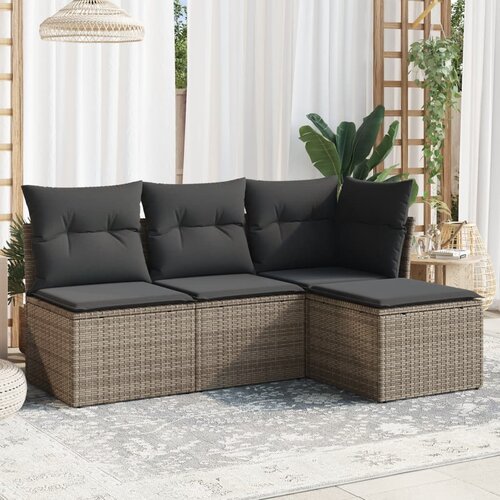 VidaXL 4-dijelni set vrtnih sofa od poliratana s jastucima sivi Slike